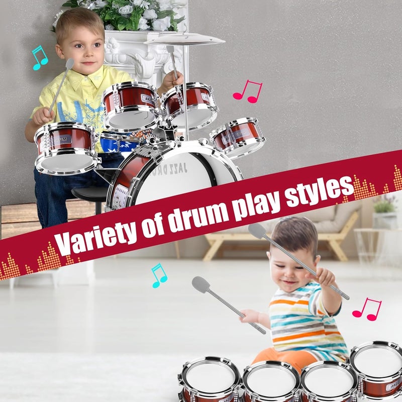 OoneWiser Store Kids Drum Set for Toddlers 1-3 3-5 - Musical Instruments Toys Drum Kit 9 Pcs with Stool, Birthday Musical Toys for Toddlers 2 3 4 5 Year Old Boys Girls - Image 4